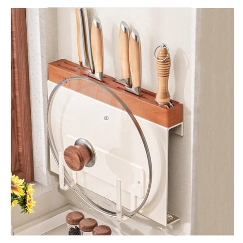 Dxcaicc Kitchen Wall Mount, Knife Rack Knife Wall Organizer with Pot Lid Rack, Stainless Steel Universal Knife Block Without Knives for Countertop,B,17.5 Inch