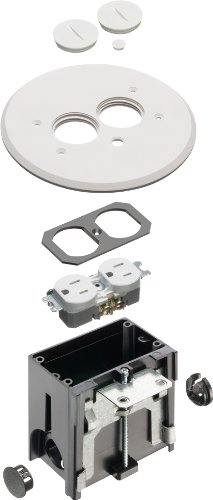 Arlington FLBAF101LA-1 Kit De Boîte De Plancher Réglable Avec Sortie Et Plaque Rabattable, Pour Sols Installés, 1 Bande, Amande Claire, 1 Pièce