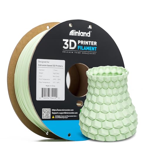Micro Center Inland Matte PLA 3D Printer Filament, Matte Mint Green 3D Printing Filament 1.75mm, 1kg Cardboard Spool (2.2 lbs), Dimensional Accuracy +/- 0.03mm, FDM/FFF 3D Printers