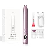 Unnees Cordless Electric Nail Drill Kit with 5 Adjustable Speeds, 6 Premium Bits & Led Light. Perfect for Gel/Acrylic/Dip Nails, Manicures, Pedicures & Pets, Portable & Professional (Purple)