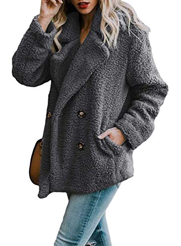 Dokotoo Womens Plus Size Winter Loose Warm Casual Oversized Fleece Open Front Teddy Bear Sherpa Fuzzy Coat With Pockets Fluffy Outerwear Cardigans Jackets Deep Grey Xx-Large #TOP1