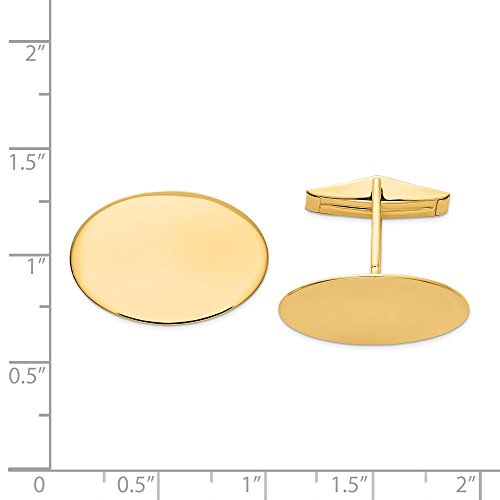 Mancuernillas ovaladas de oro amarillo 14k para hombre miniatura 2