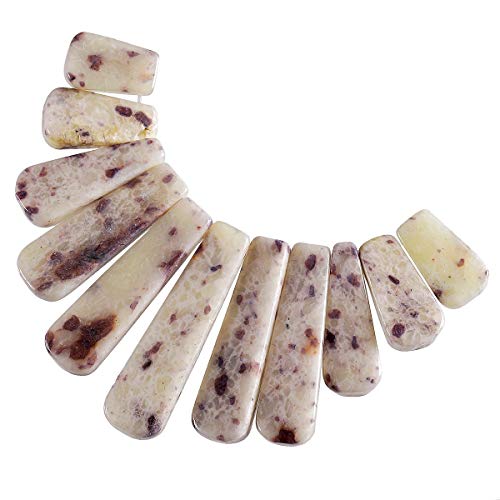 Sunyik Wine Red And White Howlite Turquoise Top Drilled Stone Set For Jewelry Making, Polished Bead Sticks 11 Pcs #TOP1