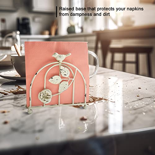 Iron-Rustic-White-Bird-Rose-Farmhouse-Vintage-Napkin-HolderTabletop-Freestanding-Tissue-Dispenser Iron Rustic White Bird Rose Farmhouse Vintage Napkin HolderTabletop Freestanding Tissue Dispenser