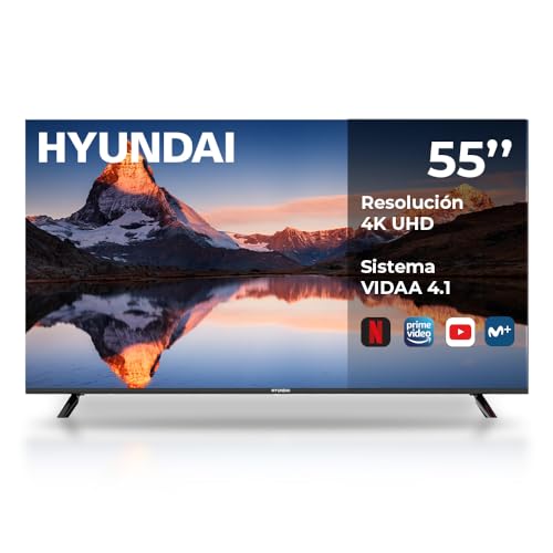 Hyundai Smart TV LED 55 HTV5500UV 4k Ultra HD DVBT2-S2 F Negro VIDAA 4.1 Mando con Acceso Directo a Apps Modo