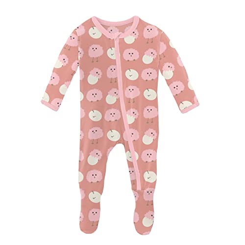 Image of Kickee Footies for Sweet Slumbers - Premium Baby Ultra-Soft, Breathable, and Designed for Sweet Dreams (Blush Peep Peeps - 3-6 Months)