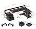 ODK Schreibtisch mit Schubladen, 172.5×100cm Reversibel Eckschreibtisch Groß mit 2 Steckdosen&USB Ladeanschluss, Schreibtisch L Form mit Stauraum, Gaming Tisch mit LED für Homeoffice, Schwarz