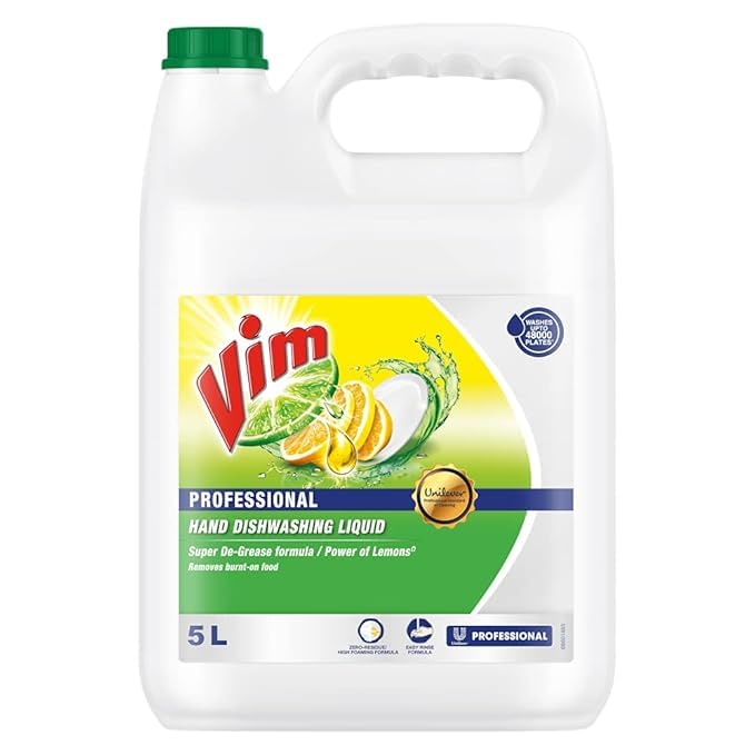 Vim Hand Dishwash Liquid Gel 5 Litre | Super De-Grease Formula | Power of Lemon | Removes Burnt on Food-picture-30