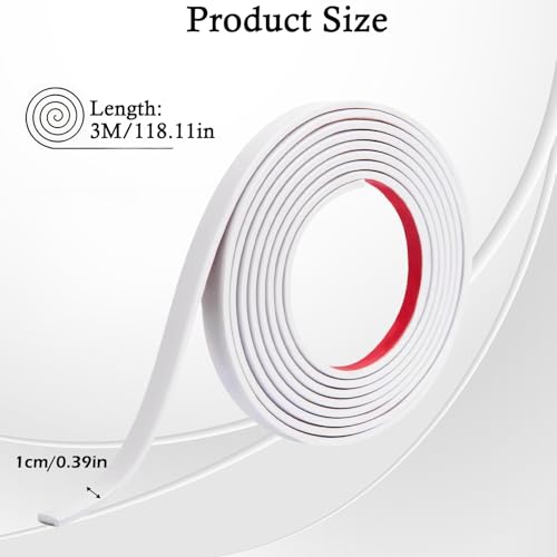 3m weiße selbstklebende Zierleiste Wandleiste Zierleiste Einfassung Selbstklebende Zierleiste Streifen Flexibel abziehen und aufkleben Zierleiste für Decke Fenster Tische Ecken Zimmer Autos