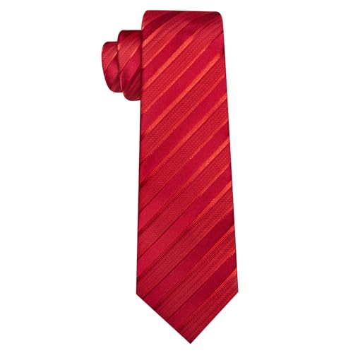 Image of Barry.Wang Silk Men Ties Formal Stripes Necktie and Tie Clip for Wedding Party Business Fashion Classic