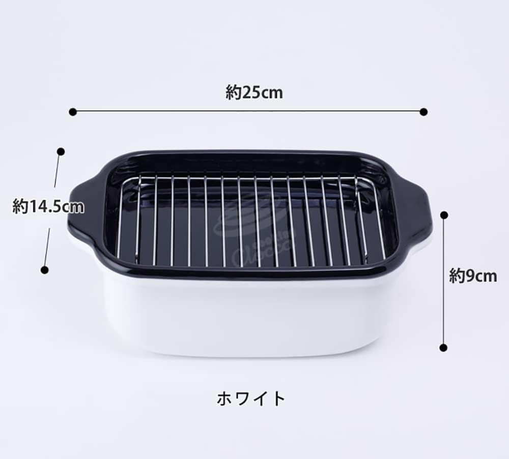 Fuji Horo TP-20K W Enameled Tempura Pot, Square Type, With Thermometer, Induction Compatible, Frying, Bat, Saw, White