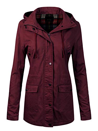 Mixmatchy Women's Anorak Safari Hoodie Jacket Up To Plus Size Wine M #TOP26