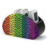 BTCOWZRV Gay Pride Rainbow PU Leather Remote Control Holder,Nightstand Organizer with 5 Compartments,Leather Remote Caddy for Controller,Glasses,makeup Brushes