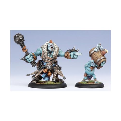 Hordes Minature Game - Trollblood Warlock Borka Kegslayer and Pyg Keg Carrier Monstrous Miniatures