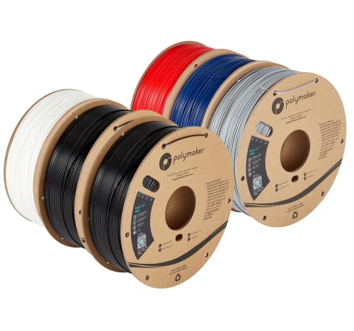 Image of Polymaker ABS Filament 1.75mm Bundle, 6x1kg 3D Printer Filament 1.75mm Bundle 5 Colors - PolyLite ABS 3D Printing Filament 1.75mm, Black /White /Grey /Blue /Red