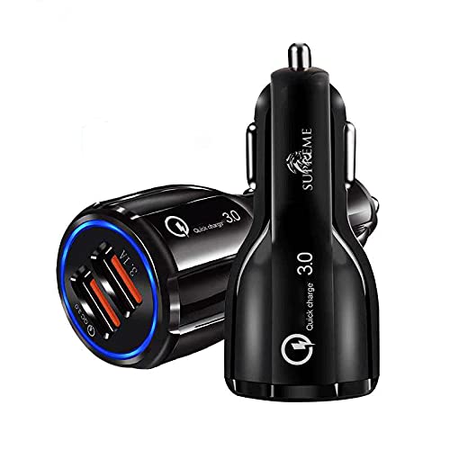 Supreme Car charger, 36W Fast Charging QC 3.0, 2 Port USB Car Socket Adapter For iPhone Samsung Huawei Universal Car Charger Adapter