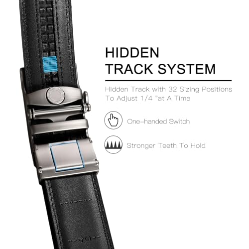 GOIACII Men's Leather Belt Ratchet Slide Buckle Customizable Fit Waistline with Gift Box3