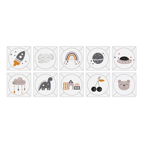 Azulejos Adhesivos Cocina 20x20 cm Animal Arcoíris Gris Vinilos Baño Azulejos Impermeable Azulejos Adhesivos Baño Vinilo Pared Decoración de Muebles Azulejos Adhesivos (10 Piezas)