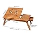 Adjustable Portable Foldable Laptop Desk, Bamboo Bed Table with Anti-Slip Baffle, 5 Tilting Angles, Heat Emission Design,
