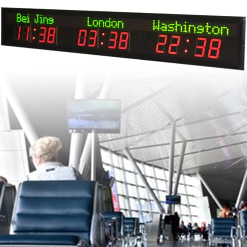 Orologio Mondiale - Orologio da Parete digitale a LED con Fusi Orari per Ufficio, Casa, Soggiorno, Scuola,3City