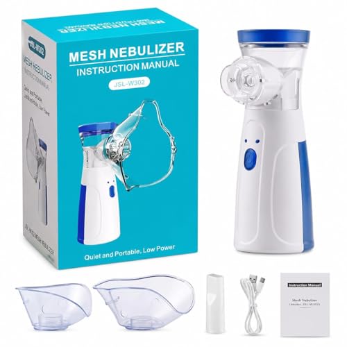 Nebulizer Portable Mesh Nebulizer Machine for Adults & Kids | Silent, Compact & Powerful Inhaler | Fast Relief for Cough, Cold, Asthma & Bronchitis | Handheld Vaporizer with Mask for Travel & Home Use”