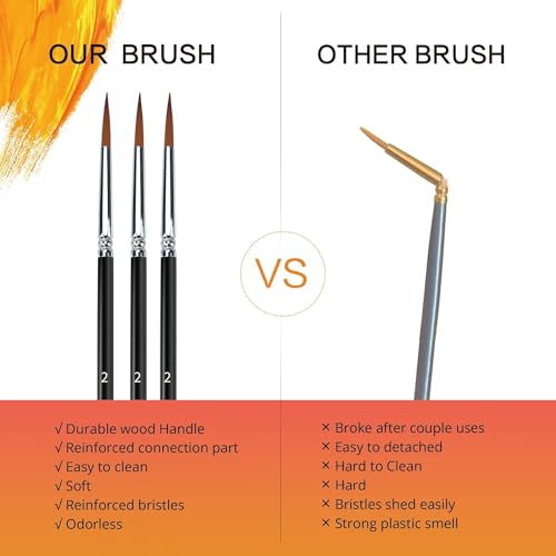 Image of Eclet Craft Painting Brushes Set of 12 Professional Round Pointed Tip Nylon Hair Artist Acrylic Paint Brush for Acrylic /Watercolor /Oil Painting(G)