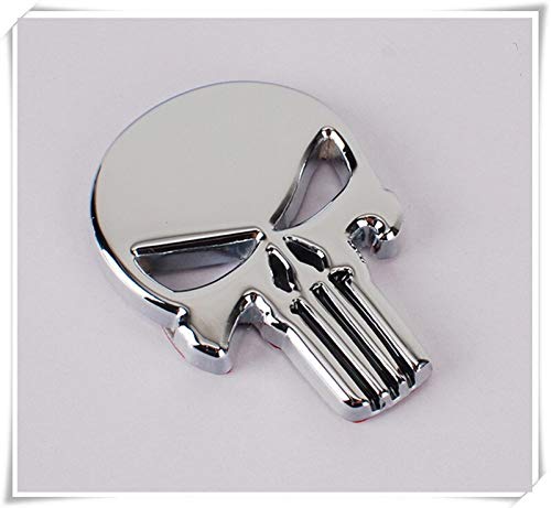Accessories THE Punisher Skull Car Metal Skeleton Badge Auto body for BMW e46 e90 e39 f30 f10 e36 e60 x5 e53 f20 e34 Car Styling (Silver)