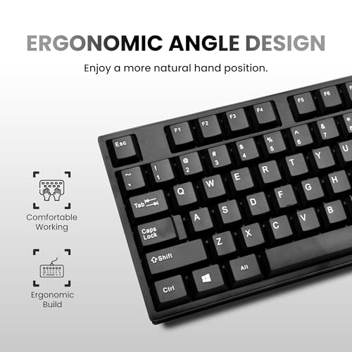 Image of G-501 Wired USB Office Keyboard with 104 Keys, Ergonomic Angled Design, Full-Size Keys for Comfortable Typing, Durable & Spill-Resistant for Daily Office & Home Use