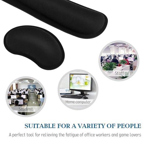 Image of Storite Soft Memory Foam Wrist Rest, Slip Resistant, Comfortable Keyboard and Mouse Pad Cushion Set, Typing Pain Relief, Support for Office Computer Desks, Laptops, Gaming, Black
