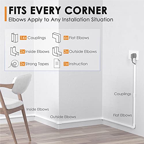 254In Cord Cover, Delamu Cord Hider, Pvc Cord Hider On Wall, One-Cord Cable Raceway Cable Hider, Paintable Wire Hiders Cable Cover For Wall Mounted Tv, 15X L16.9In W0.59In H0.4In, Cc03-15Pack #TOP2