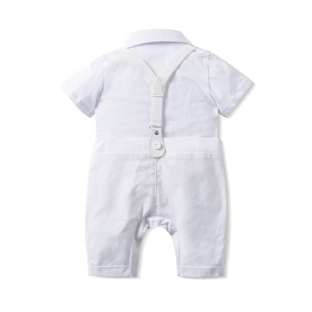 Bébé Garçons Gentlemen Barboteuse Costumes Enfant Baptême Mariage Vêtements Combinaison Nœud Papillon Gilet avec Chapeau Anniversaire Cérémonie Tenues
