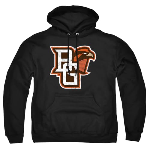 Bowling Green State University BGSU Official Distressed Primary Unisex Adult Pull-Over Hoodie,Black, X-Large