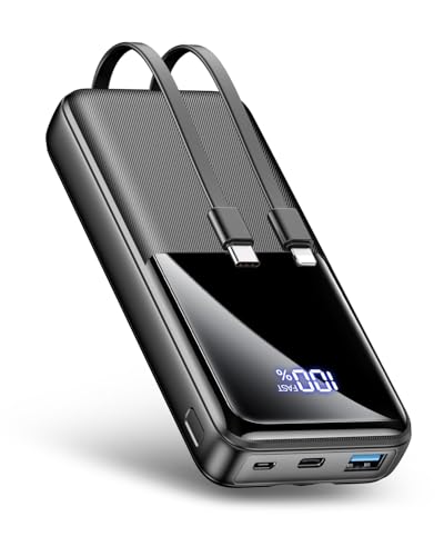 Power Bank Fast Charging 26800mAh, Portable Charger with 2 Built-in Cables & 3 Ports, Powerbank with LED Display, Battery Pack Compatible with iPhone 16 15 14 13 Android and more, Black Power Bank Fast Charging 26800mAh, Portable Charger with 2 Built-in Cables & 3 Ports, Powerbank with LED Display, Battery Pack Compatible with iPhone 16 15 14 13 Android and more, Black