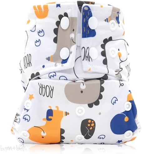 Cloth Nappy – Sleeve Style – Dinosaur print – fits 5-17kgs – includes 2 snap in bamboo absorbing inserts – double leg gussets – machine washable – reusable