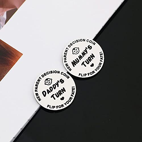 Image of New Dad Mom Gifts Funny Decision Making Coin, New Parent Mummy Daddy Pregnancy Women First Time to be Moms Dads Mother's Day Father's Day Gifts Double Sided