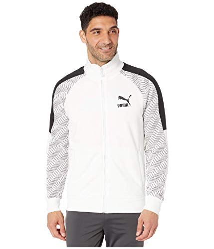 Image of PUMA mens T7 Track Jacket All Over Print French Terry - white - Medium