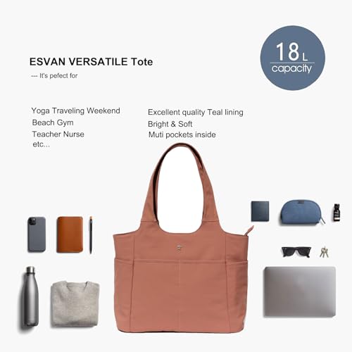 ESVAN Yoga Tote Bag Mat bag Women Shoulder Bags Carryall Tote for Travel Office Workout Gym Nurse Beach - Thumbnail 4
