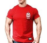 Monsta Clothing Co. Mens Workout (CSS:MonstaCombatSkull-L) Gym T-Shirt (A:WT/GY)