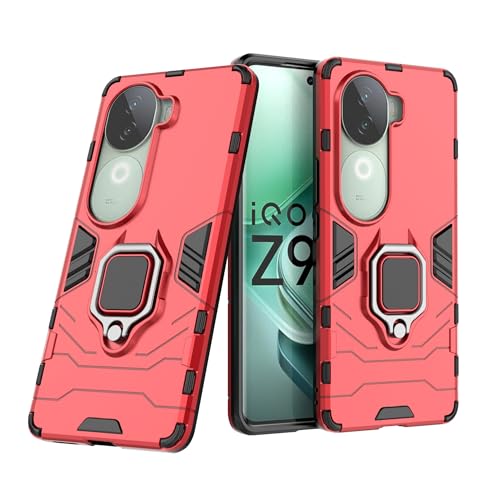 Vivo iQOO Z9s 5G�Ή��P�[�X �X�^���h�t�� ���ȃL�b�N�X�^���h �ی�ϏՌ��o���p�[�J�o�[ �����O�z���_�[�t�� [���߉\&�܂肽���݉\] �d�b�P�[�X(Red)