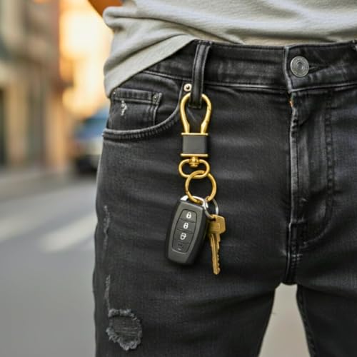 Image of THE MEN THING - Stylish Multicolor Stainless Steel Keychain for Men & Boys (ROYAL GRIP - Gold & Gunmetal)