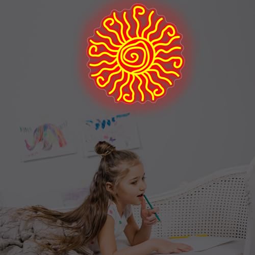 Image of Wacky Sun Neon Sign LED Night Lamp for Room Wall Decor Sun Sign Bedroom Aesthetic Sunrise Sunset Neon Sign for Party Art Neon Design for Bedroom Home Bar Room Decor Gift