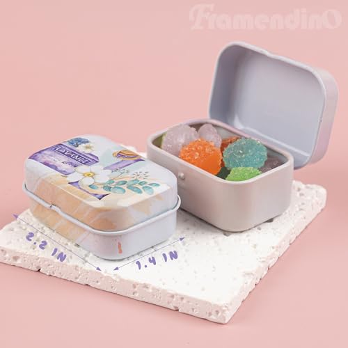 Framendino, 5 Pack Mini Lavender Flower Tin Trinket Coin Box Jewelry Storage Case Storage Containers with Lid for Jewelry