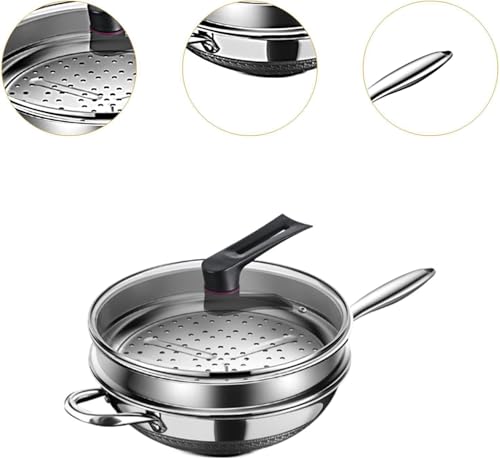 Wok de acero inoxidable con tapa y rejilla vaporera 36 cm miniatura 4
