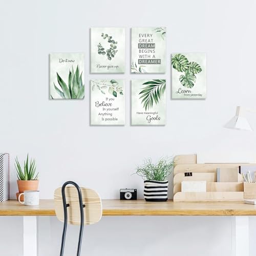 Image of CHDITB Botanical Canvas Wall Art, Sage Green Plant Wall Decor, Inspirational Quotes Framed Poster, Watercolor Eucalyptus Artwork, Boho Mental Health Prints For Office Living Room Bedroom Decor 12 inchX16 inchX6