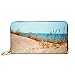 Produktbild JHGFG Mode Handtasche Reißverschluss Brieftasche Schöne weiße Sanddünen Sea Beach Telefon Kupplung Geldbörse Abendkupplung Blockieren Leder Brieftasche Multi Card Organizer