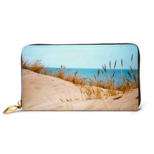 Preisvergleich Produktbild JHGFG Mode Handtasche Reißverschluss Brieftasche Schöne weiße Sanddünen Sea Beach Telefon Kupplung Geldbörse Abendkupplung Blockieren Leder Brieftasche Multi Card Organizer