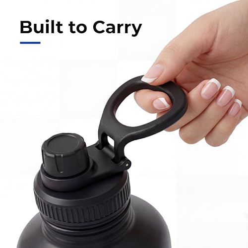 Image of HYV MaxFlow Insulated Water Bottle 2 Litre | Stainless Steel Sipper Bottle for Adults & Kids | Hot & Cold Flask for Gym, Office, Travel | Leakproof BPA-Free with Chug & Carry Handle | Midnight Black