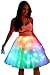 SHINYOU Women Tutu Skirt LED Light Up Ballet Dance Running Skirt Halloween Cosplay EDM Festival (White+Multicolor Light, Long (Waist:27~41in))