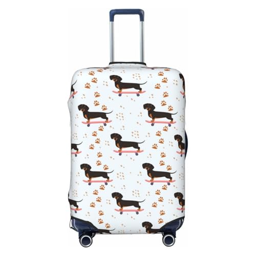 Dachshund On A Skateboard Travel Luggage Covers - Elasticity Suitcase Covers Protector for Luggage 18-32 Inch