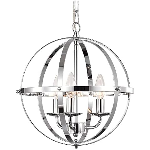 LaLuLa Chandelier Modern Chandelier Orb Chandelier Lighting Small Globe Chandeliers for Foyer Lighting Sphere Pendant Light Fixtures Chrome Chandelier 3 Light Hanging Light Fixtures for Kitchen Cover